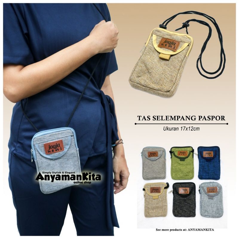 Tas Selempang Pasport Goni Sintetis / Slingbag Handphone HP