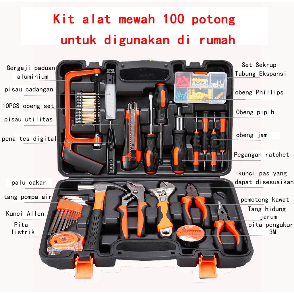 100 PCS Toolset Toolkit Toolbox Tool Set Tool Kit Tool Box