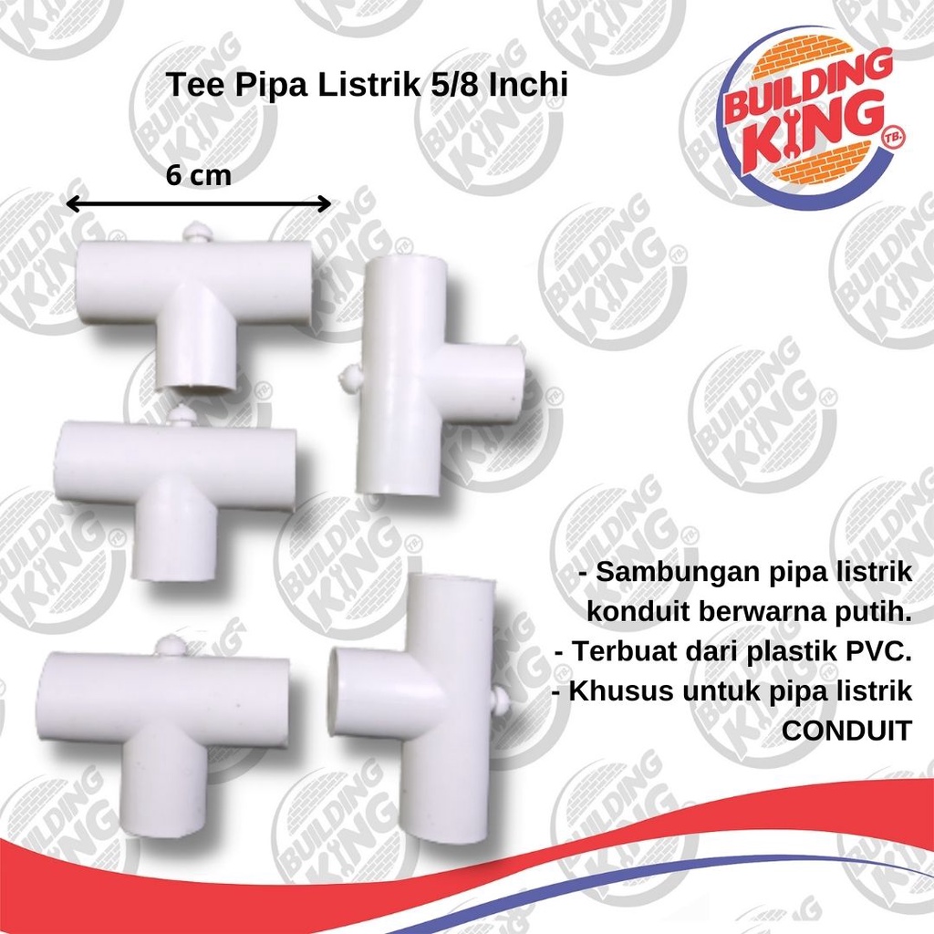 T Tee 5/8" 5/8 Inchi Sambungan T Cabang 3 Pipa Listrik PVC