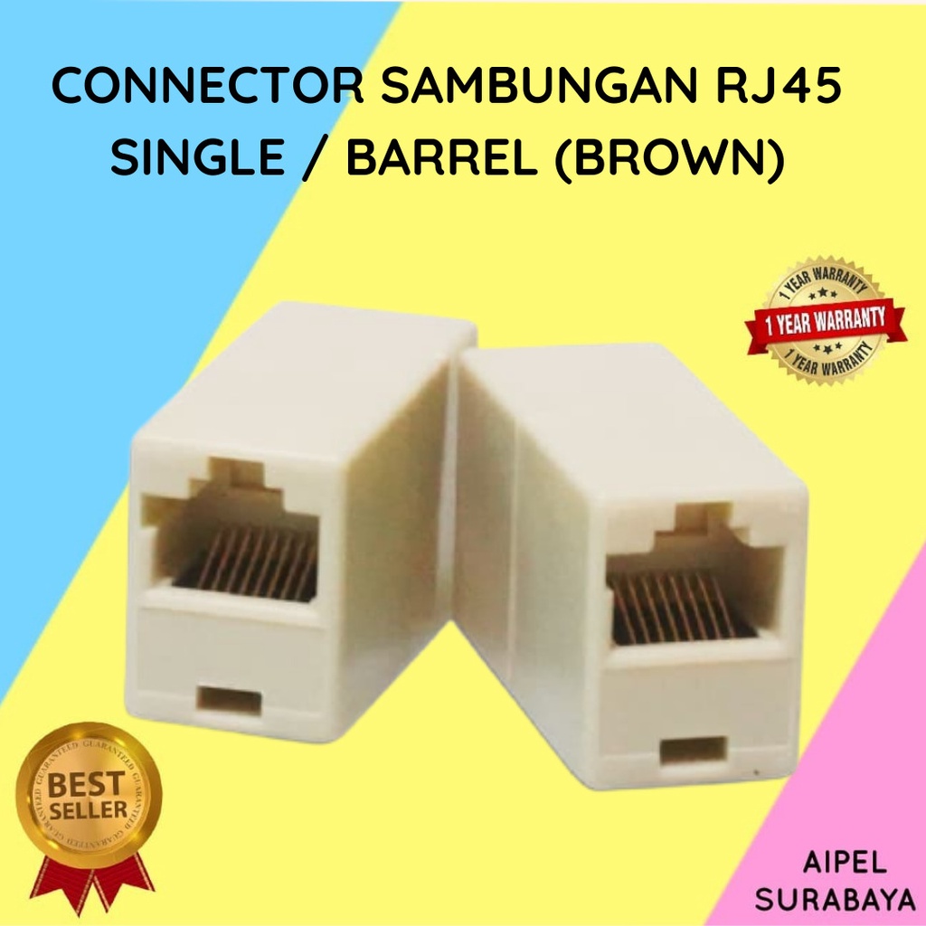 SINGLE  CONNECTOR SAMBUNGAN RJ45 SINGLE  BARREL BROWN