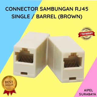 SINGLE  CONNECTOR SAMBUNGAN RJ45 SINGLE  BARREL BROWN
