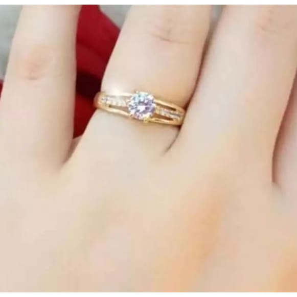 Cincin Mata Satu Mewah Lapis Emas 24K Anti Karat