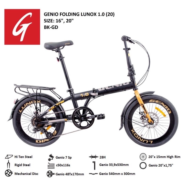 Sepeda Lipat Genio Folding Lunox 1.0 size by United SNI Garansi Resmi COD bisa Kredit 16 dan 20 inch-4