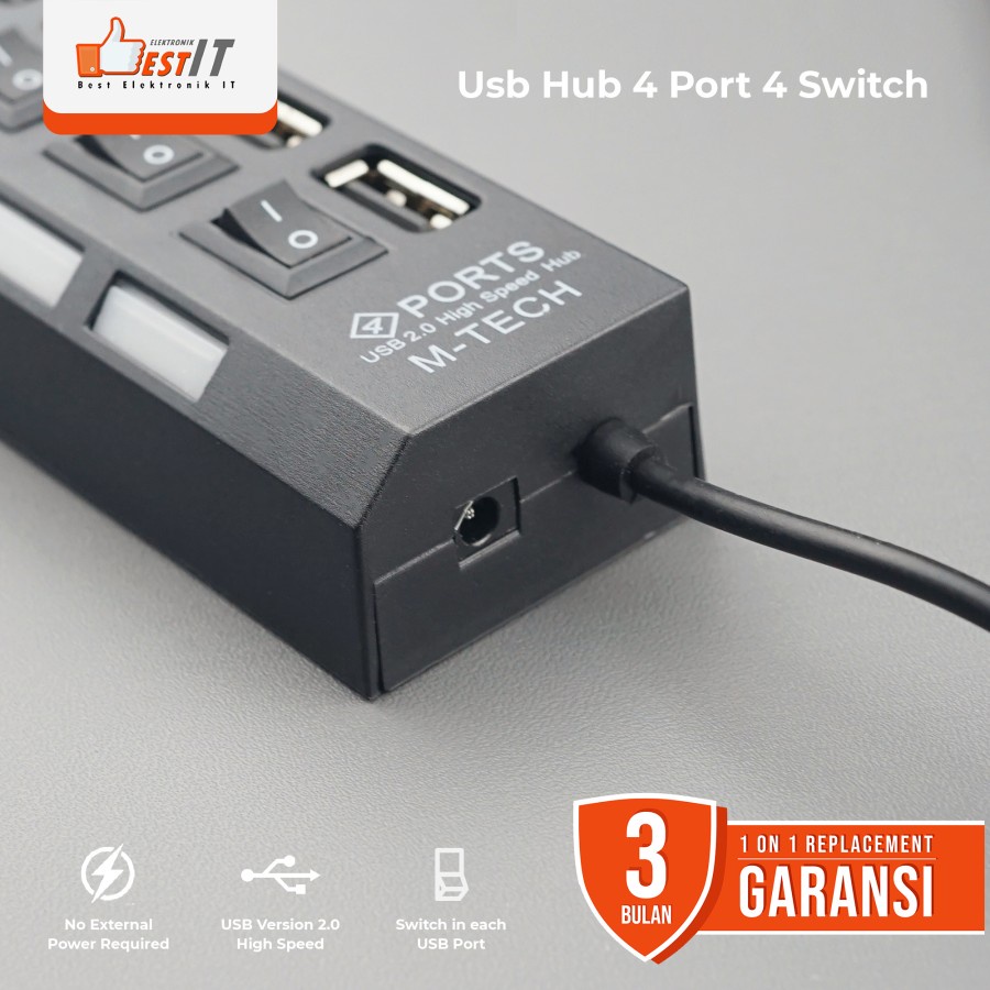 USB Hub 4 Port 4 Switch LED