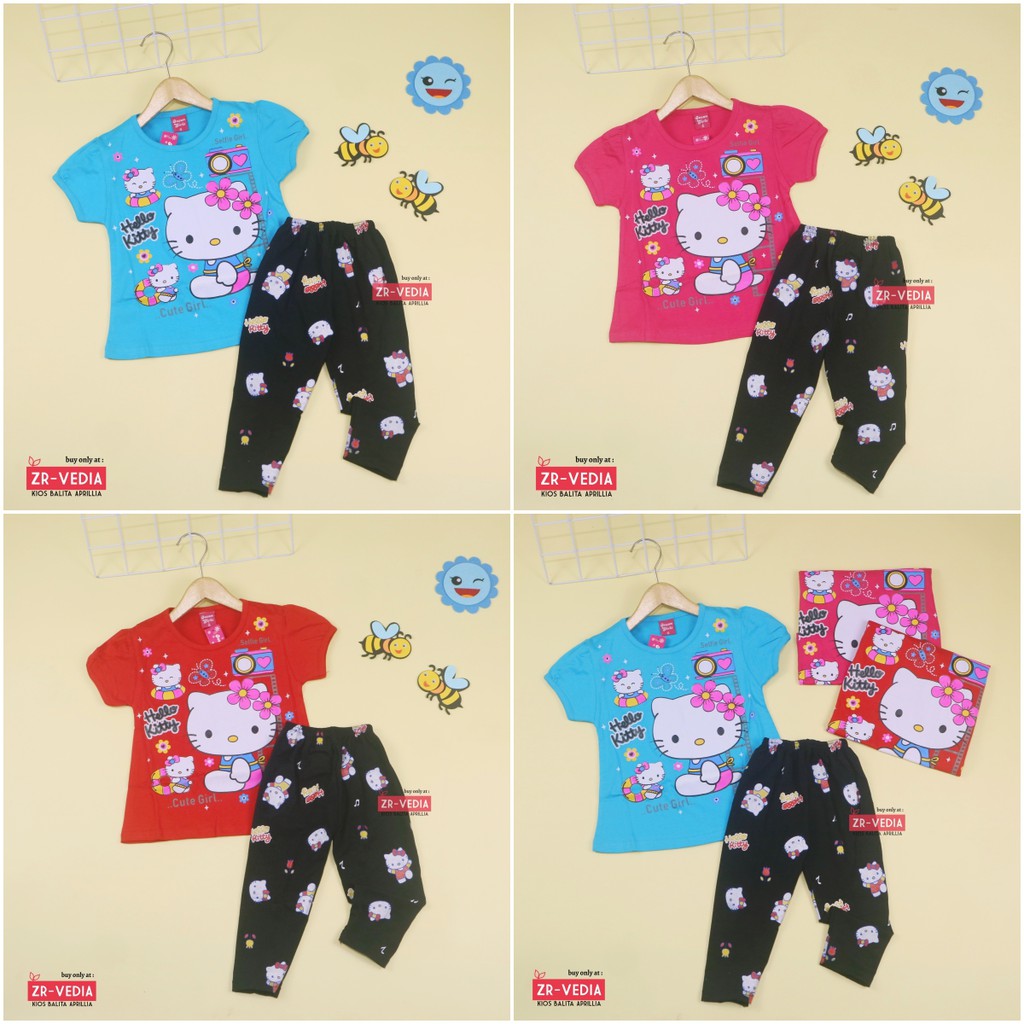 Setelan Hello Katty uk 5-6 Tahun / Baju Anak Perempuan Karakter  Celana Legging Panjang Murah Import
