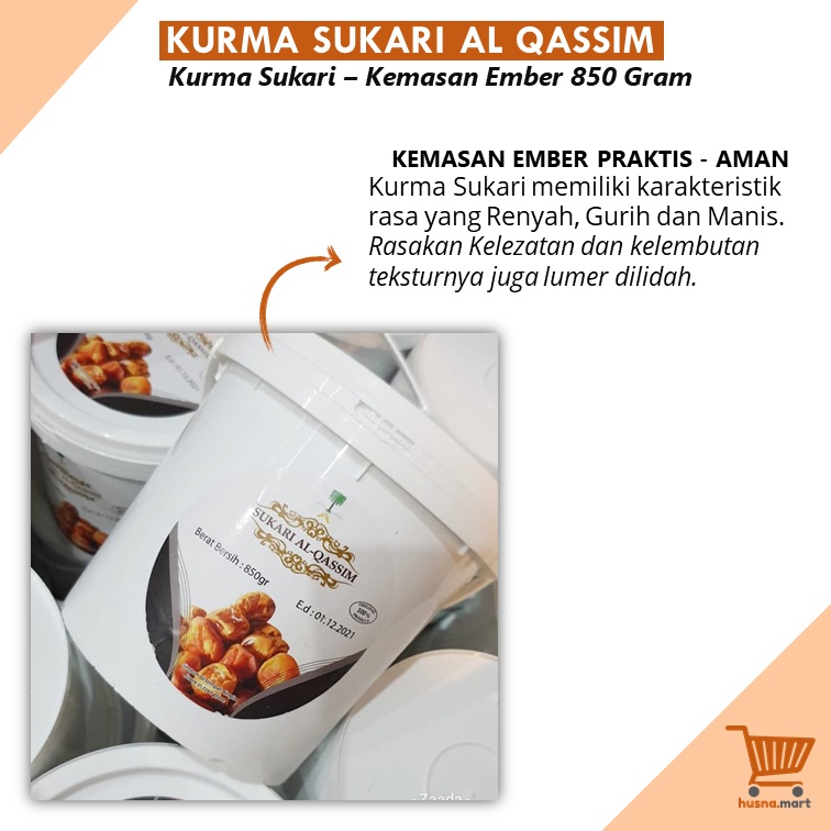 Kurma Sukari Basah - Al Qassim Original Kemasan Ember isi 800gr