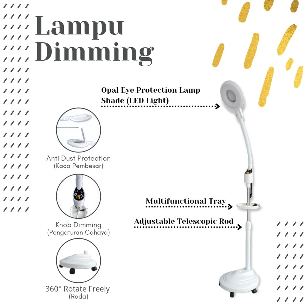 Lampu facial led roda dimming kaca pembesar sangat fleksibel klinik kecantikan magnifiying lamp