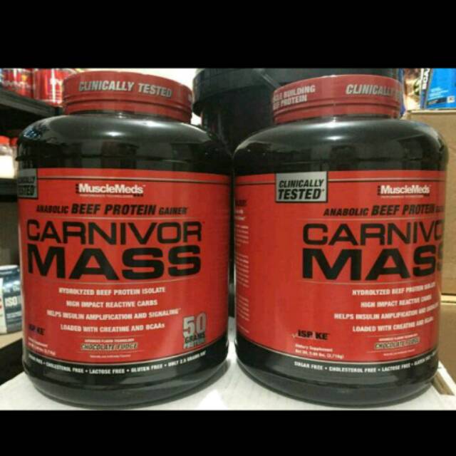 CARNIVOR MASS 6LB MUSCLE GAINER PROTEIN MUSCLEMEDS MADE WITH BEEF PROTEIN
