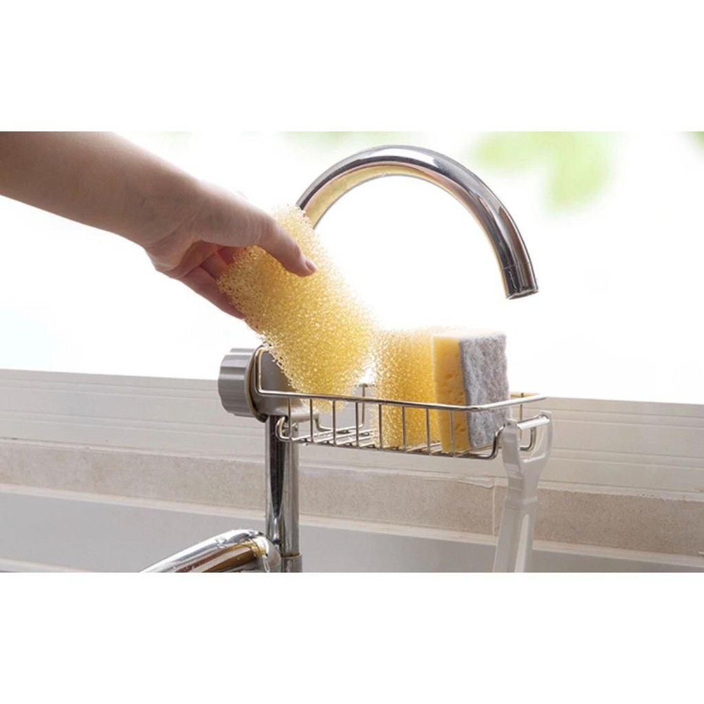 UNNISO - Faucet Kitchen Rack Stainless / Rak Gantung Keran Sponge