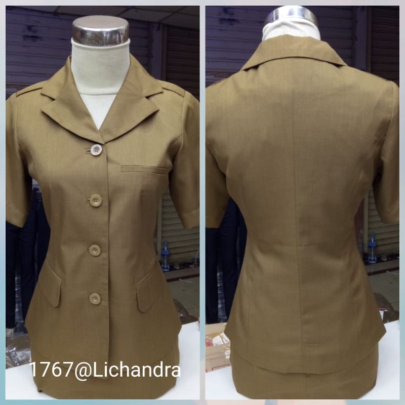 SETELAN Blazer Rok LICHANDRA / Seragam Kerja/ Kantor/ Wanita/ Lengan Pendek/ Pemda/ PNS