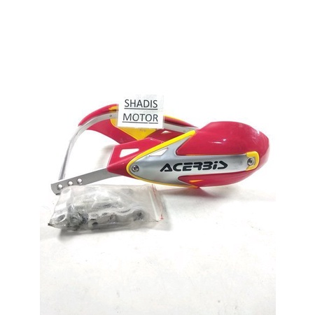 Handguard Motor Bahan Besi Merk Acerbis Warna Merah Garis Kuning