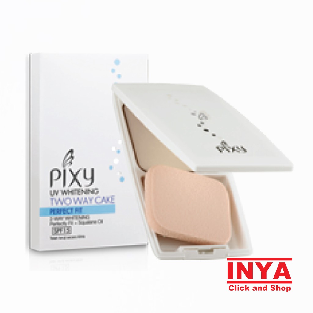 PIXY TWO WAY CAKE PERFECT FIT SET 01 WHITE CREAM 12.2gr Dengan Kaca - Bedak - Compact Powder