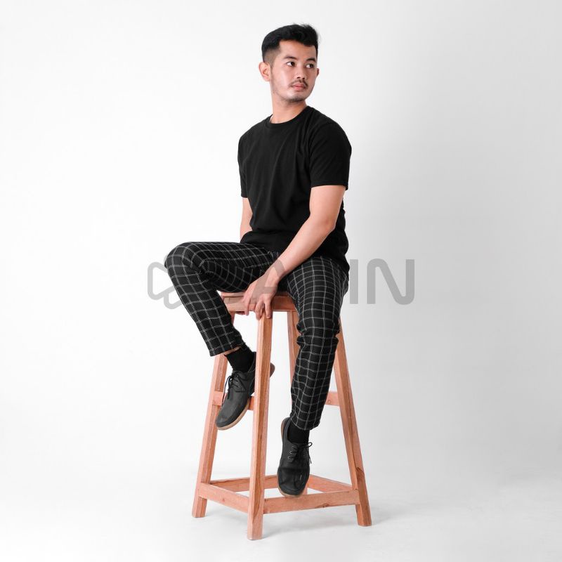 Chino Tartan kotak pants pria