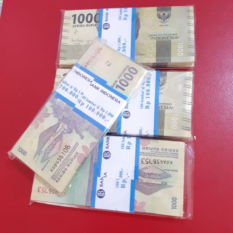 Uang Kertas Kuno 1000 Rupiah Tahun 2016 Gepokan