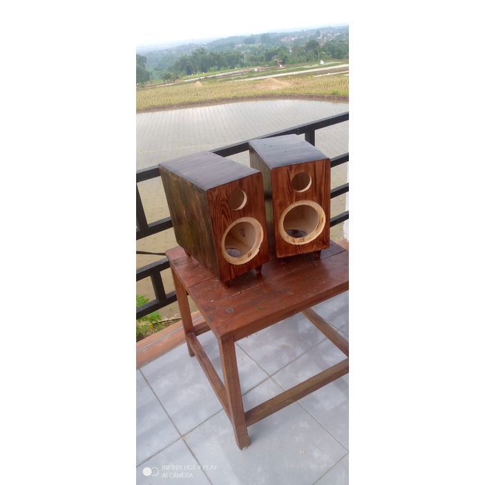 Box Speaker Custom 5" Kayu Jati Belanda Plitur Bakar