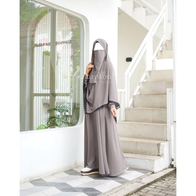 Gamis Set Renda 16 | GSR 16 by Zanuba (Gamis Syar’i set Khimar cadar)