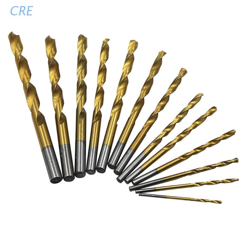 Cre 13pcs / Set Mata Bor Twist Shank Lurus Hss High Speed Steel Untuk Metal / Kayu