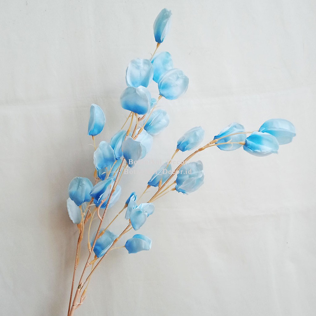 Artificial Flower Lantern Bunga Tangkai Cabang Plastik Palsu Hias Dekorasi Rumah Pesta Kantor-BLUE