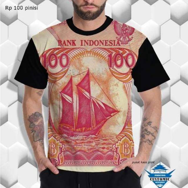 TERUNIK  Kaos Uang 3D / Kaos Unik Uang 3D Print / Kaos Pria / Kaos Wanita / Kaos Print / Kaos 3D