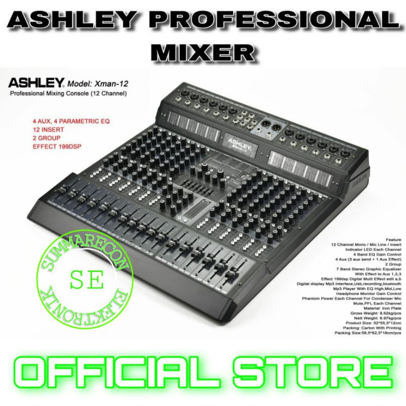 mixer audio 12 channel original ashley x man 12 usb bluetooth recording interface