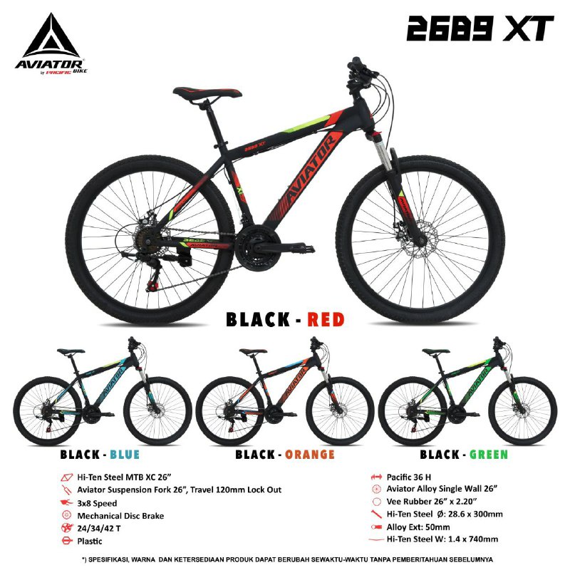 Sepeda Speda Sepedah Gunung Mtb Olahraga Anak Remaja Dewasa 26 Aviator 2689 AM VT Murah