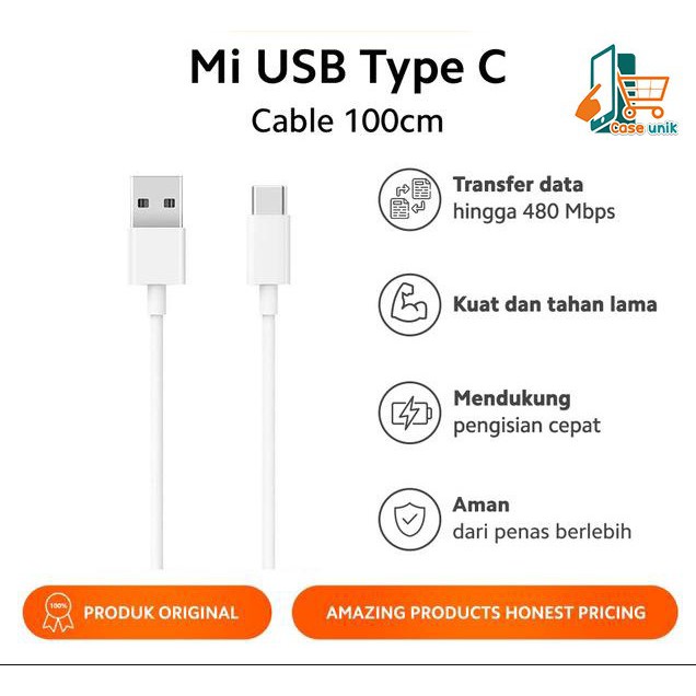 BM001 MI9 WHITE XIAOMI KABEL DATA NEW MODEL ORIGINAL REDMI 9A 9C NOTE 8 9 10 PRO MI9 TIPE C USB CS2486