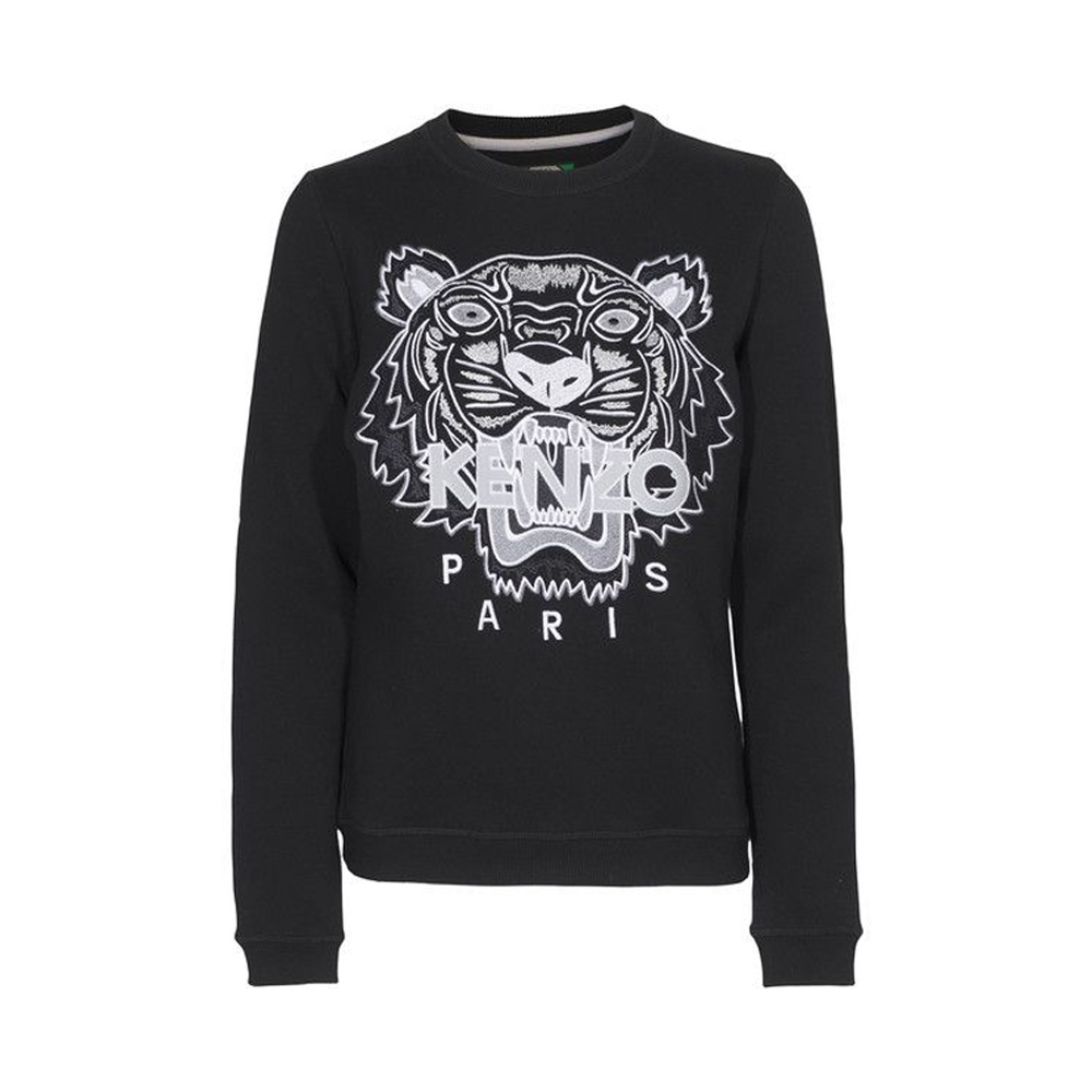 Knzo Women Embroidered Tiger Sweatshirt Black/White 100% Authentic