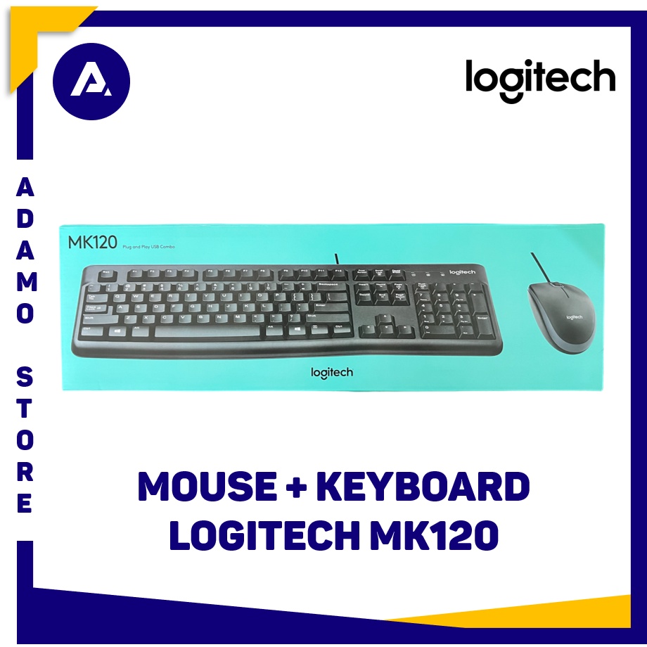 Logitech MK120 Combo Keyboard dan Mouse Kabel USB Original