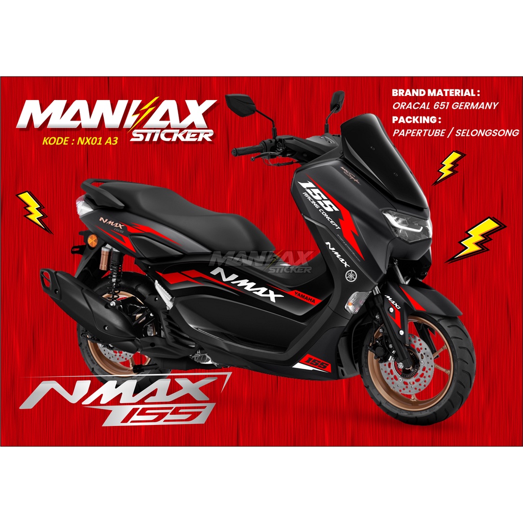 Cutting Sticker Yamaha New Nmax 2020 Striping Nmax Merah - NX01 B1