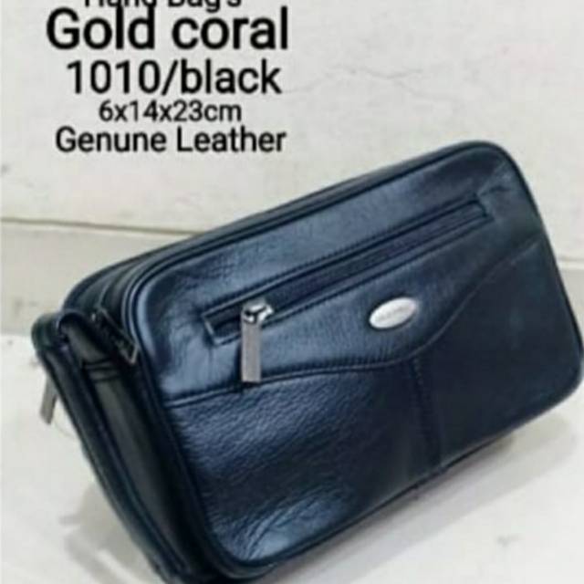 HAND BAG, TAS TANGAN GOLD CORAL ORIGINAL KULIT ASLI PRIA, COWOK