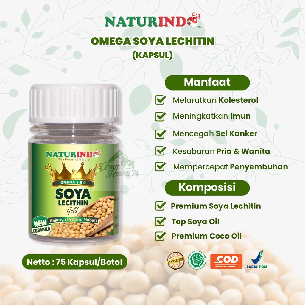 

Soya Lecithin Naturindo Obat Herbal Kolesterol Kolestrol Penyubur Pria Wanita Peningkat Imun Booster Buster Kapsul