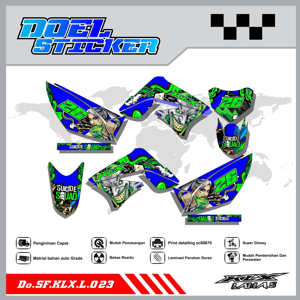 Sticker Striping Honda KLX L , S Lama List Variasi Hologram , Crome Doel 023