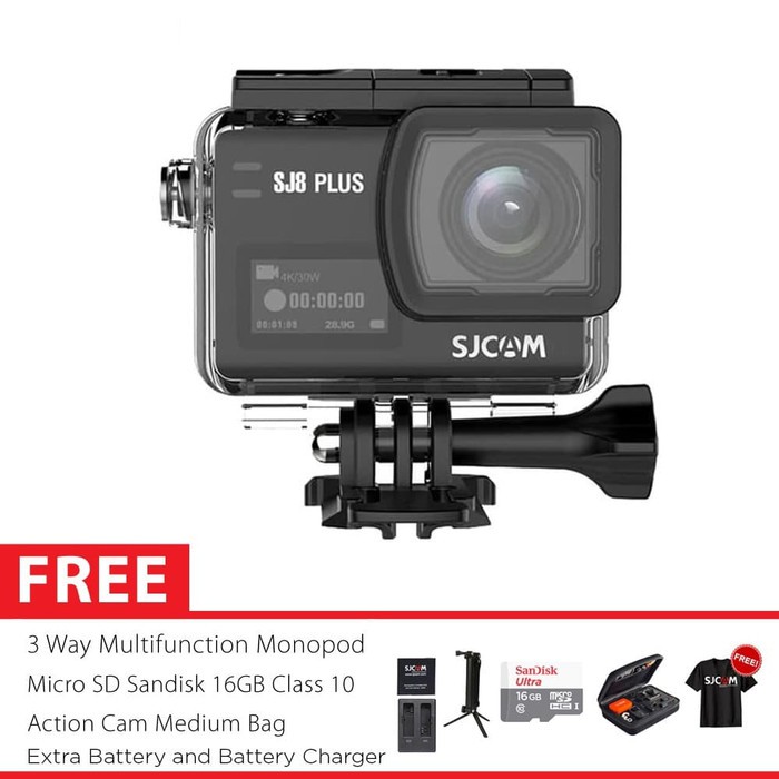 SJCAM SJ8 PLUS 4K Touchscreen Action Kamera 3 Way Master 16GB