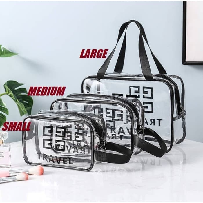 TAS KOSMETIK TRANSPARAN plastik MIKA COSMETIC TRAVEL ORGANIZER POUCH F397