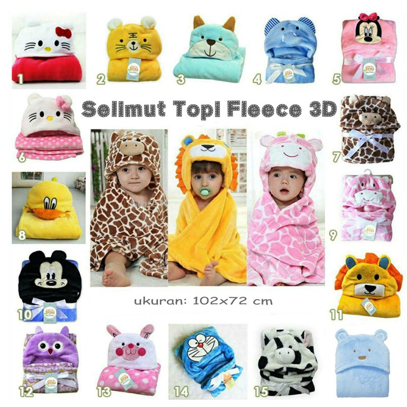 [Brandedbaby] SELIMUT TOPI CARTER BABY ANIMAL BLANKET HOODIE FLEECE HALUS IMPORT PREMIUM