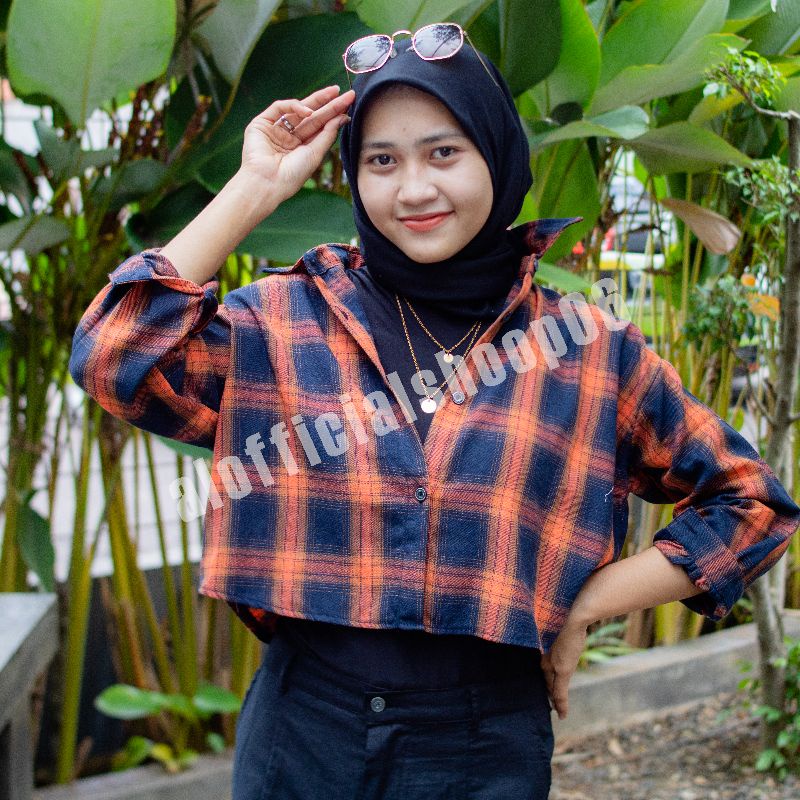 CROP TOP FLANEL / KEMEJA FLANEL WANITA / KEMEJA CROP / KEMEJA WANITA TERBARU-3