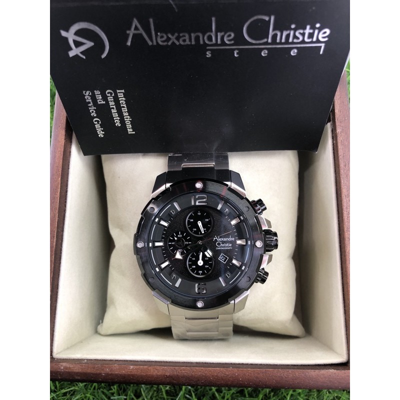 alexandre christie 6410mc silver ring hitam pria
