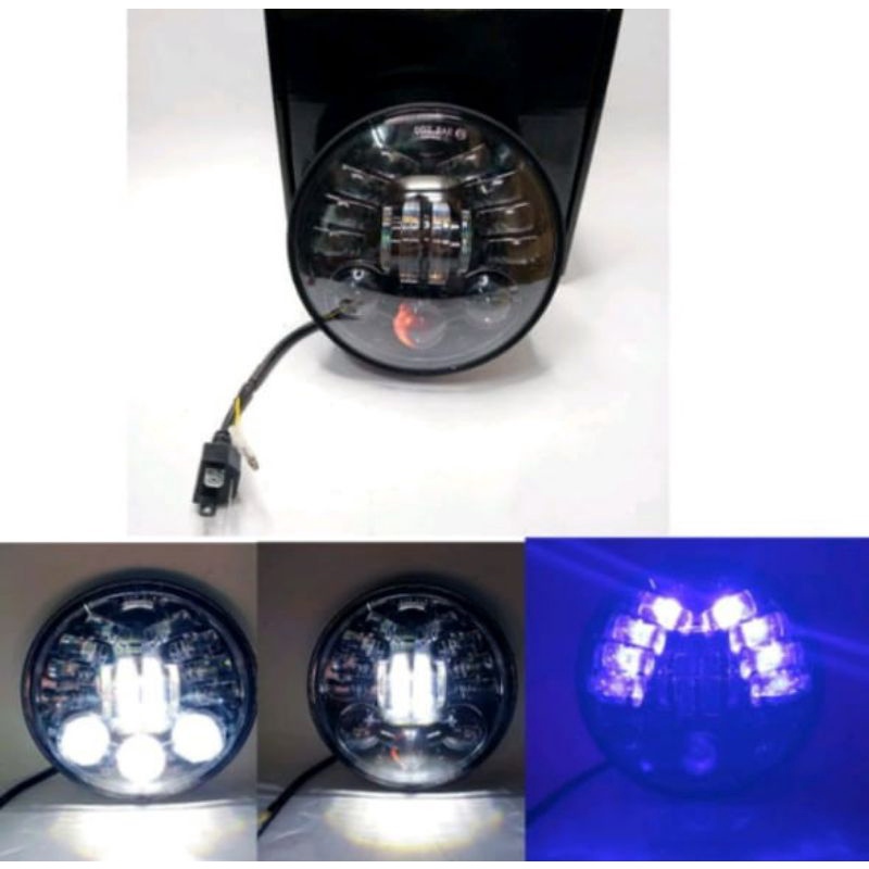 LAMPU DAYMAKER 16 LED HEADLAMP 5 ,75 INCH JAPSTYLE FUNGSI SENJA BIRU