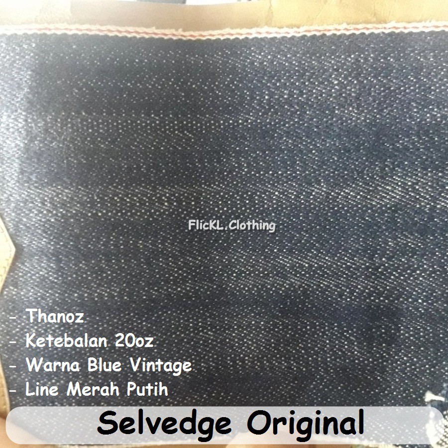 Bahan Kain Selvedge Thanoz 20oz  Bekaro Bratatex Jeans Denim Selvedge Original Line Merah Putih Thanoz