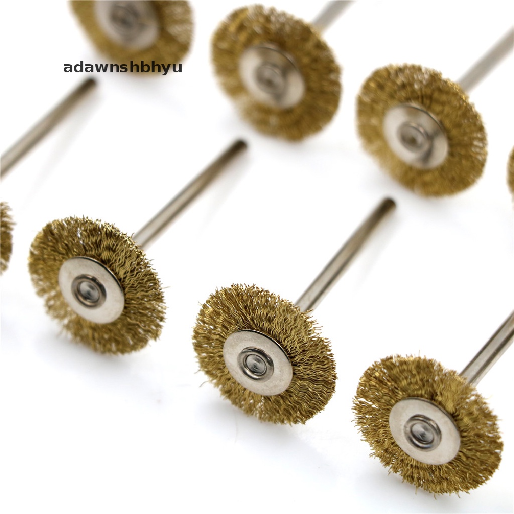 Adawnshbhyu 10PCS 22MM Kuningan Wire Wheel Brushes Alat Poles Untuk Die Grinder Power Rotary