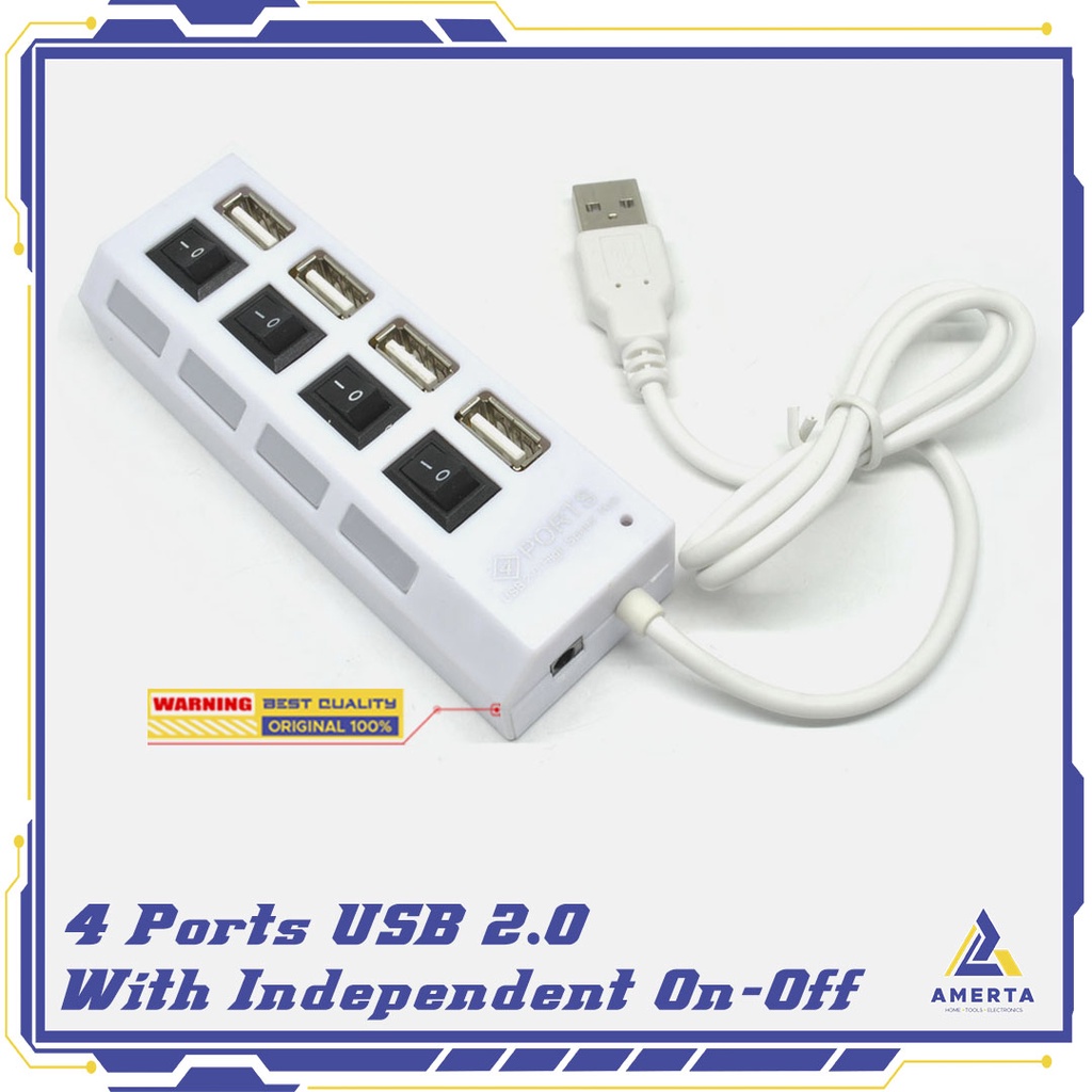 4 Ports USB 2.0 HUB With Independent ON OFF Switch Model UH041