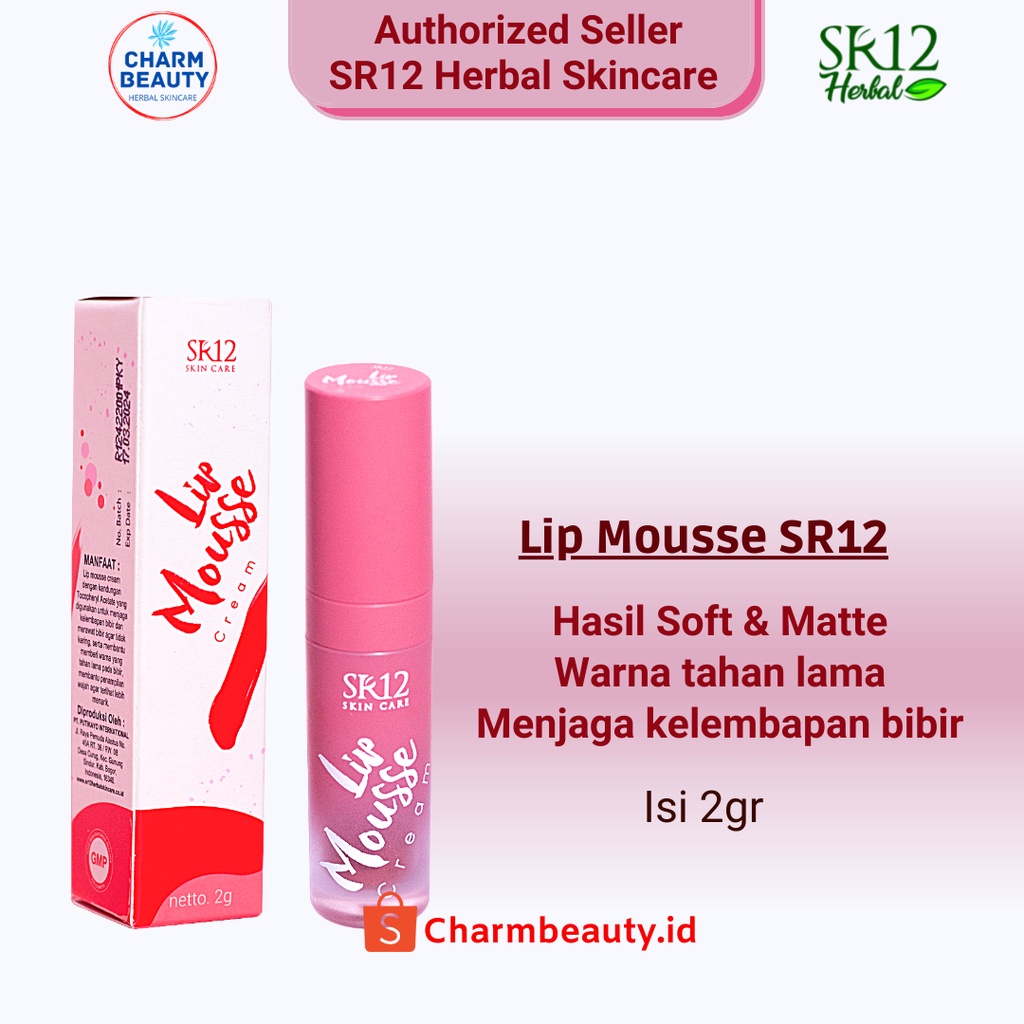 Lip Mousse Cream SR12 Pelembab Bibir Alami Merawat dan Menutrisi Bibir Kering Pecah-pecah BPOM