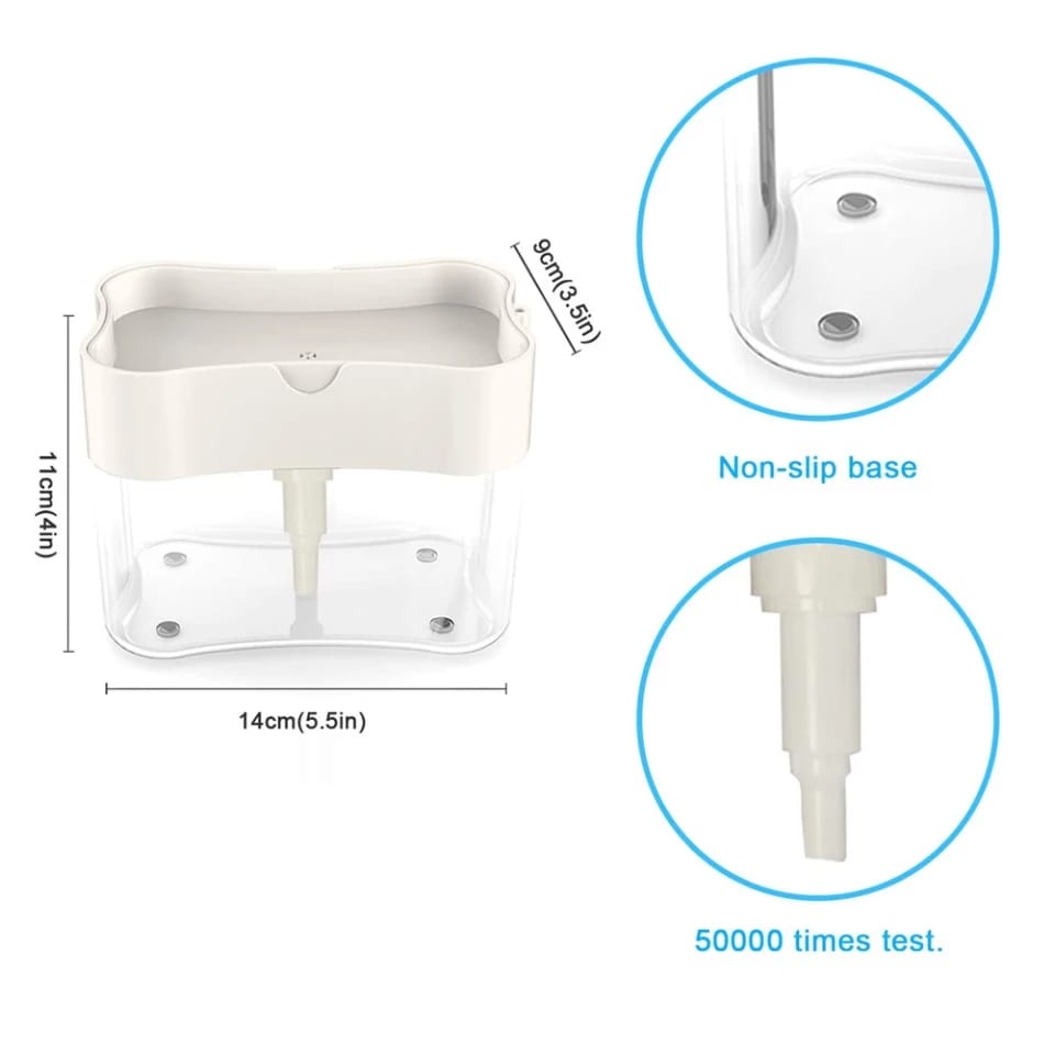 Dispenser Sabun &amp; Holder Spons Cuci Piring 2in1 Termasuk Spons Sponge Cuci Piring