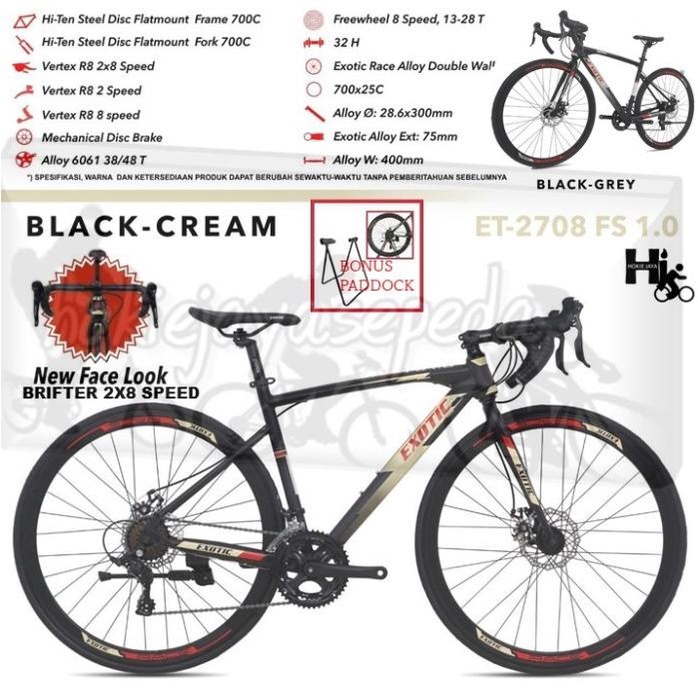 Cargo Sepeda Balap Exotic Et 2708 Fs 1.0 Road Bike Brifter 2X8 Sp Promo R10