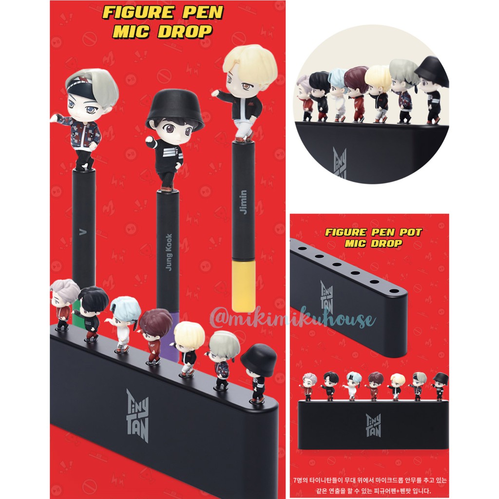 READY SET TINYTAN FIGURE PEN POT MIC DROP DOLL BONEKA BTS BT21 PLUSH MAGNET SITTING BADGE CHIBI