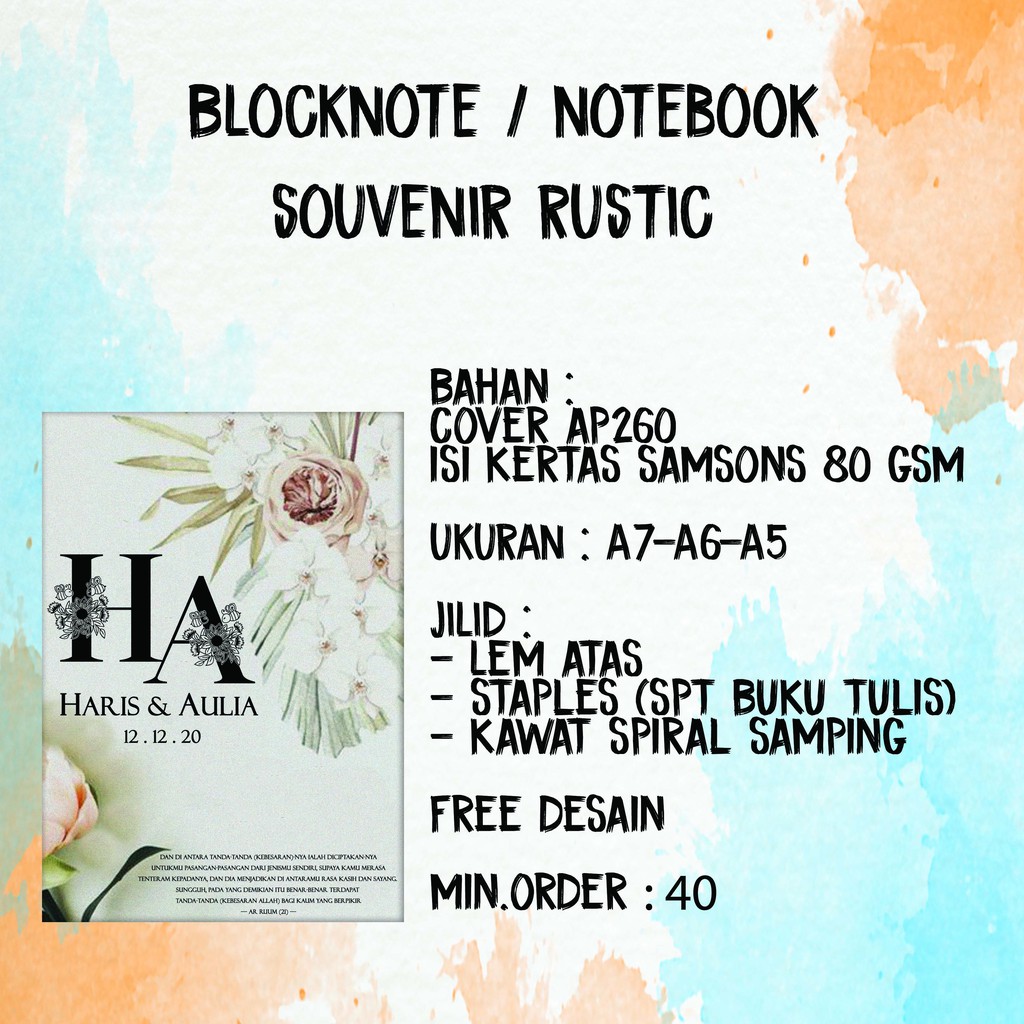 

Blocknote Notebook Souvenir RUSTIC Seminar / Nikah / Acara PROSES CEPAT 2 Hari