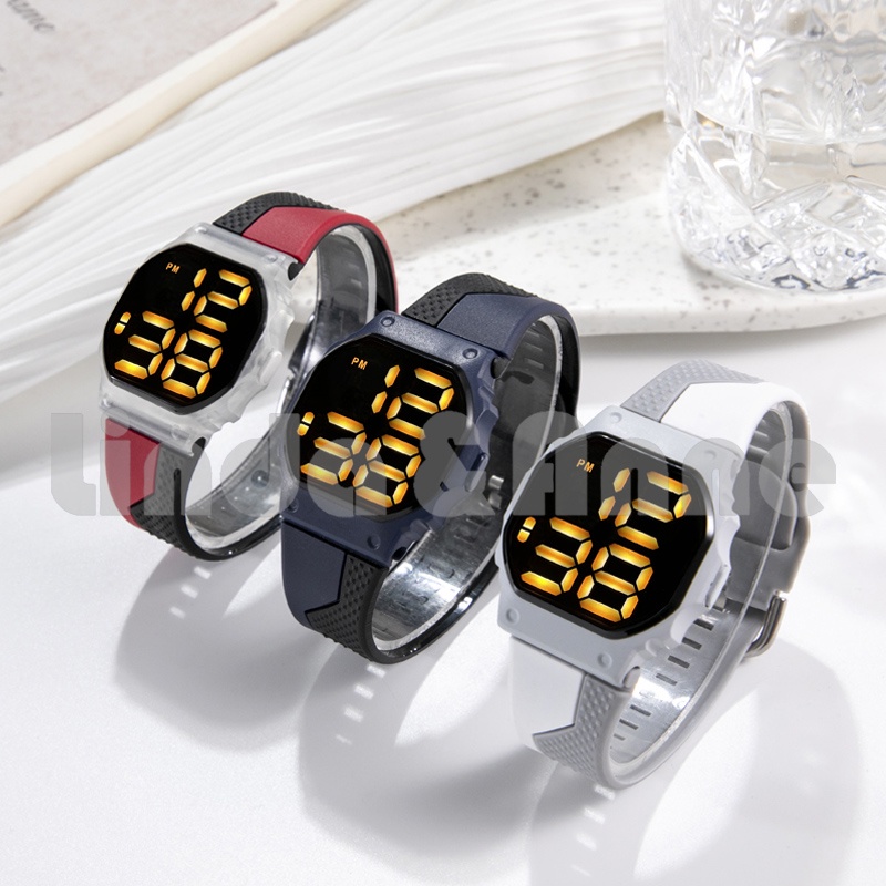 Jam Tangan Wanita Dan Pria Rubber Digital Led Electronic Watch Fashion