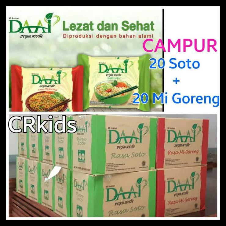 

Mie Daai Vegan Mix 2 Rasa 20 Soto + 20 Mi Goreng Mie Instan Vegetarian Promo