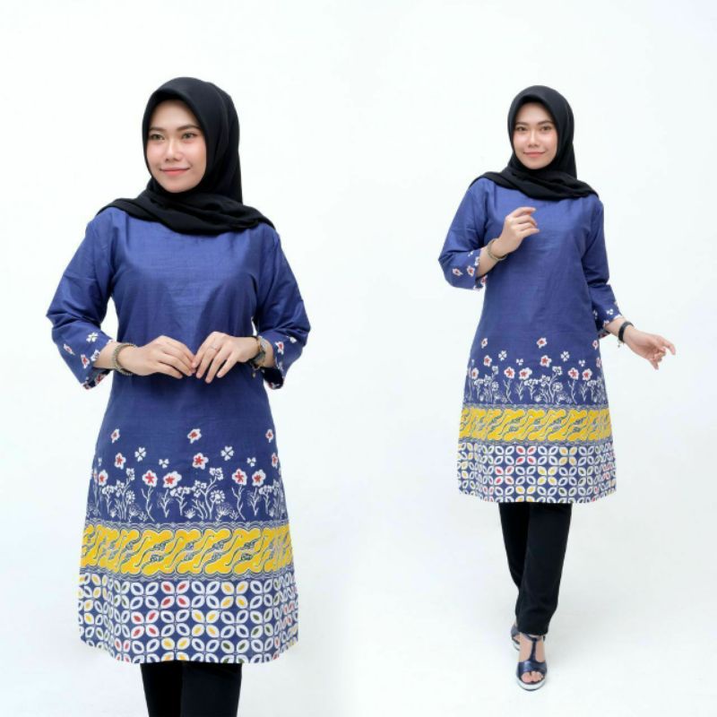 Tunik Batik Baju Batik Wanita Modern Atasan Batik Kerja Wanita Blouse Batik Kantor Batik Modern M L XL XXL Seragam Batik