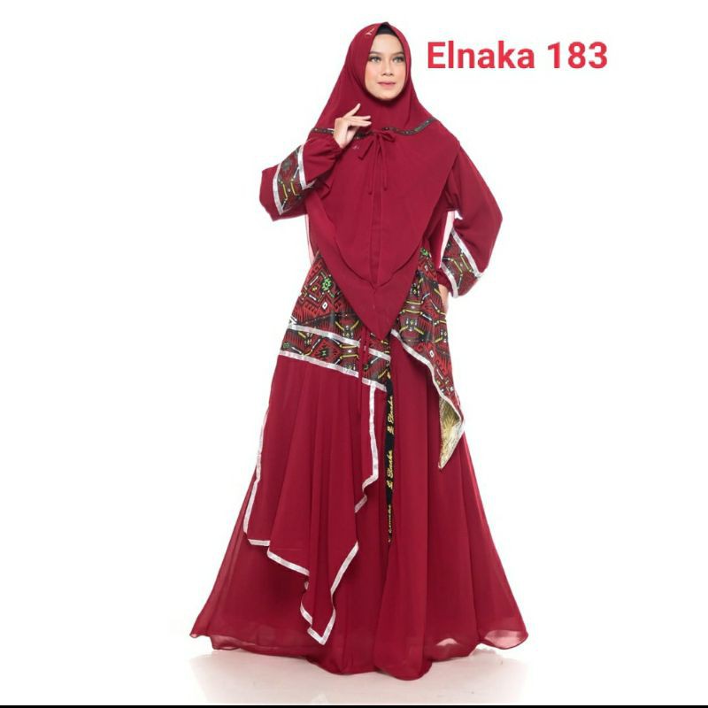 Elnaka 183_gamis syari ceruty kombi songket by elnaka
